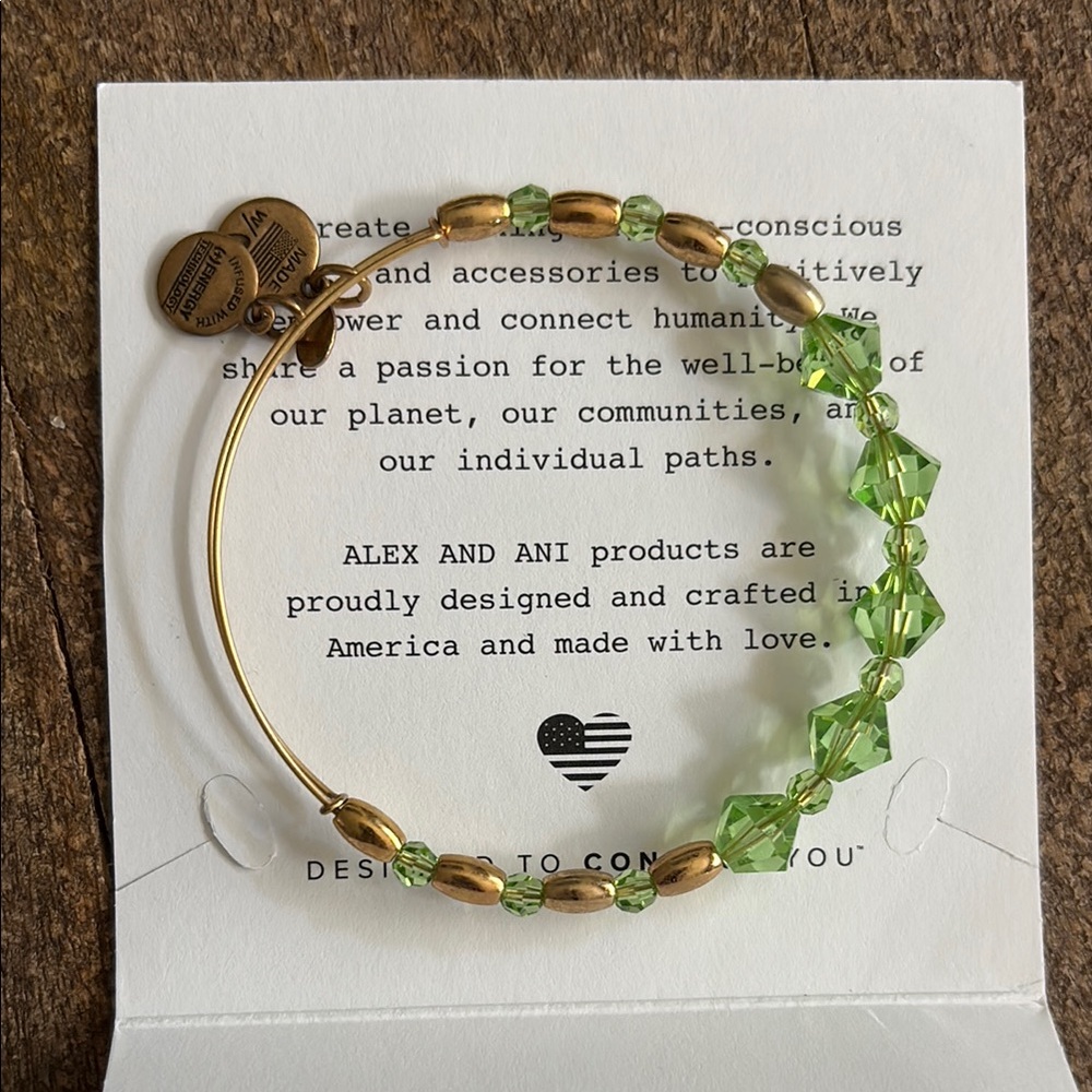 Alex and Ani Gold and Green Bracelet
